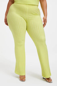 Thumbnail for Ribbed Zip Hem Pant Key Lime, Bottoms by Good American | LIT Boutique