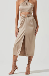 Thumbnail for Robin Cut Out Midi Skirt Khaki, Skirt by ASTR | LIT Boutique