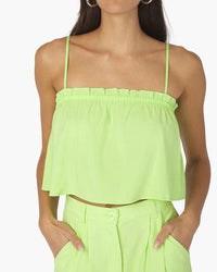 Thumbnail for Ruffle Cami Top Sharp Green, Tops Blouses by We Wore What | LIT Boutique