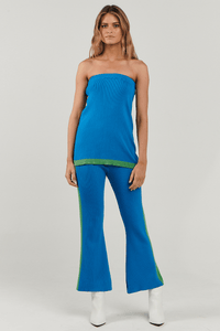 Thumbnail for Sandy Knit Flare Pants Blue/Green, Bottoms by Charlie Holiday | LIT Boutique