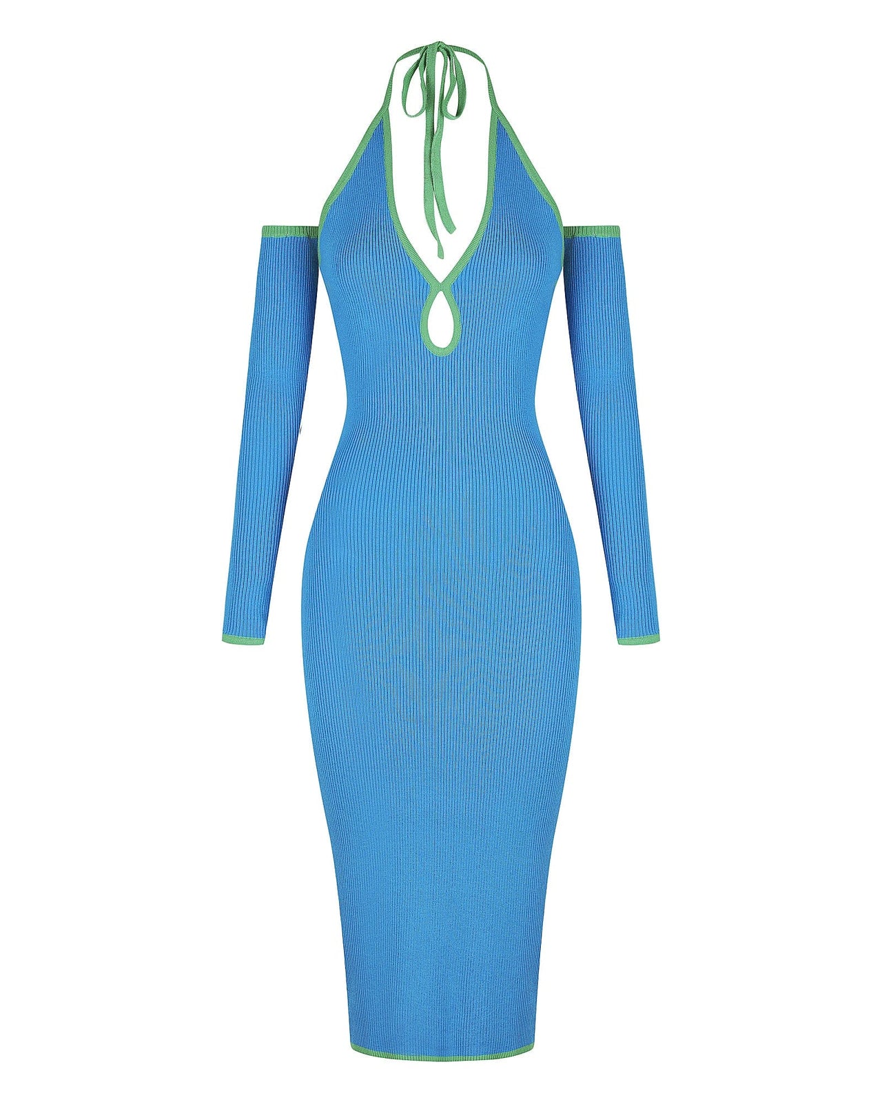 Sandy Knit Midi Dress Blue/Green, Dress by Charlie Holiday | LIT Boutique