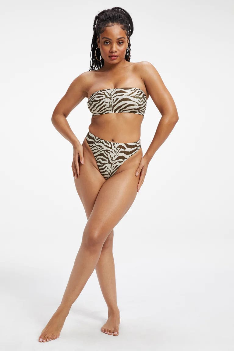 Satin Good Waist Cheeky Bottom Zebra Multi