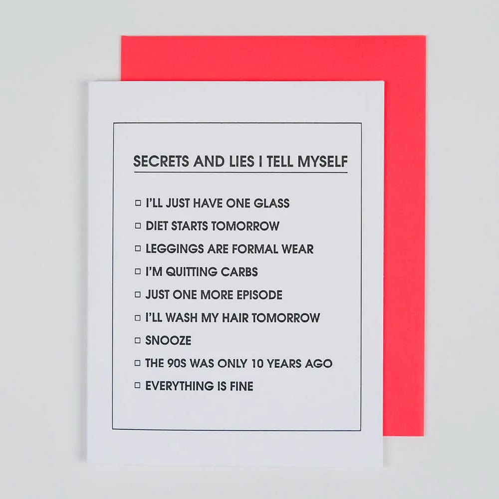 Secrets & Lies Checklist Letterpress Card, Gift by Chez Gagne | LIT Boutique
