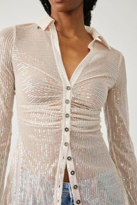 Thumbnail for Sequin Shirtee Champagne Dreams, Tops Blouses by Free People | LIT Boutique