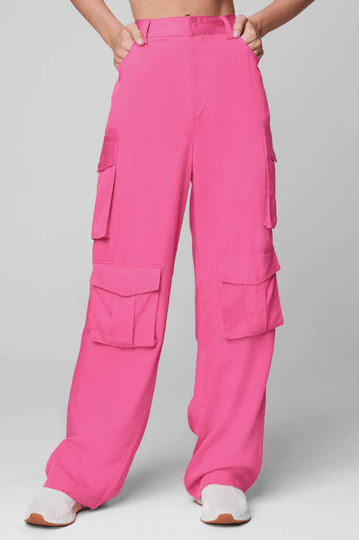 Cargo Pant With Buckle Strap Pockets Pink