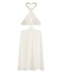Thumbnail for Shell Chain Halter Midi Dress Off White, Dress by We Wore What | LIT Boutique