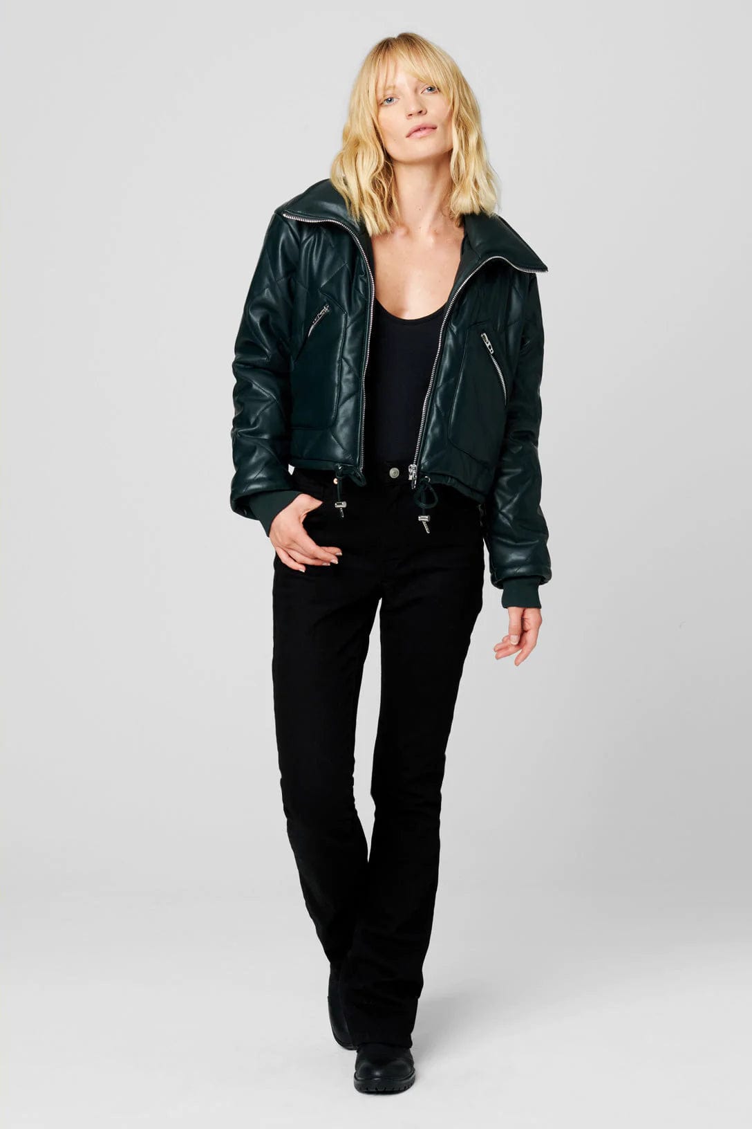 Show And Tell Vegan Leather Bomber Jacket, Jacket by Blank NYC | LIT Boutique