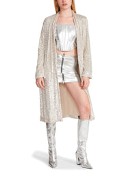 Thumbnail for Show Stopper Sequin Duster Silver, Sweater by Steve Madden | LIT Boutique