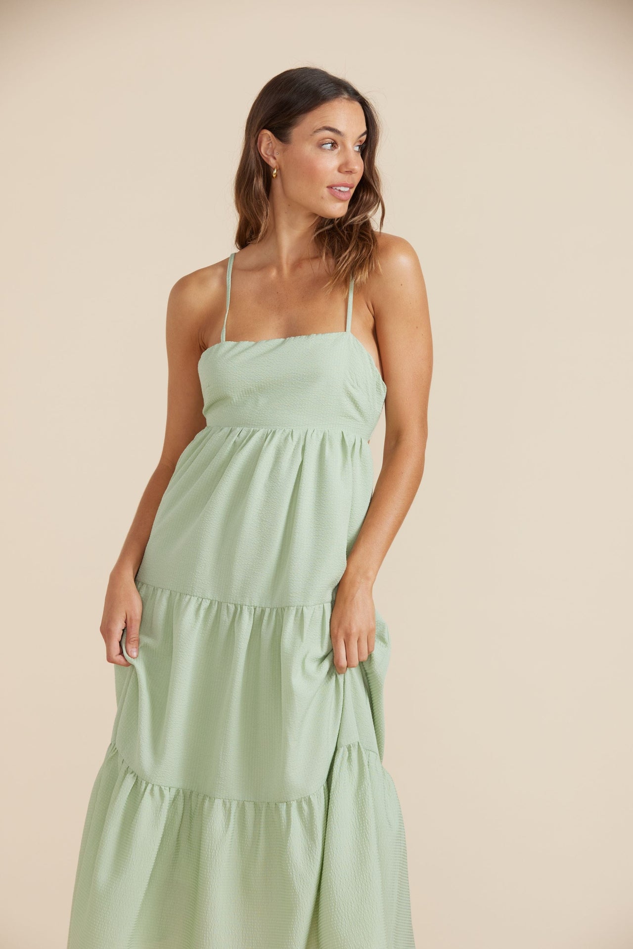 Shyla Midi Dress Pistachio, Dress by Mink Pink | LIT Boutique