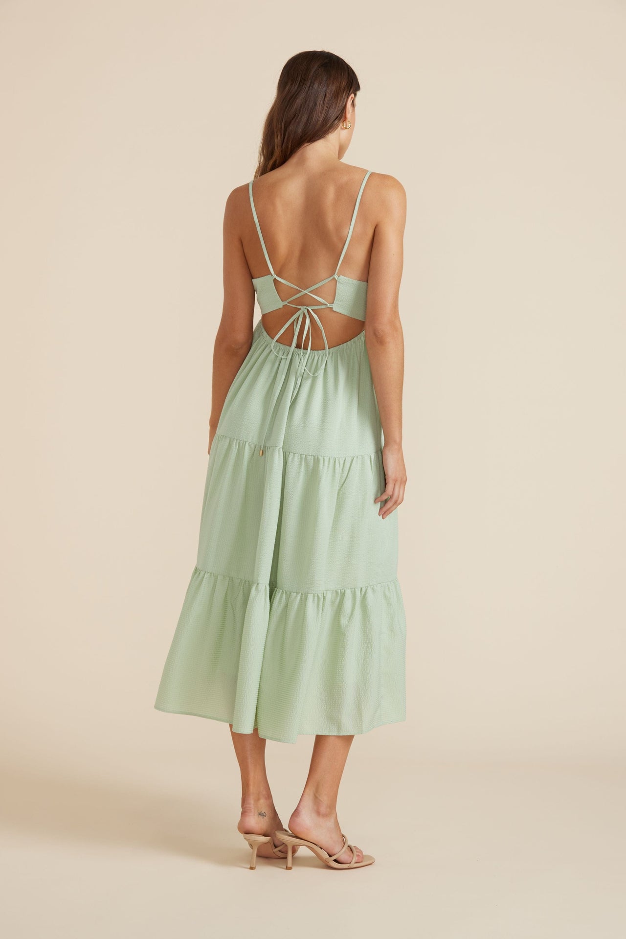 Shyla Midi Dress Pistachio, Dress by Mink Pink | LIT Boutique