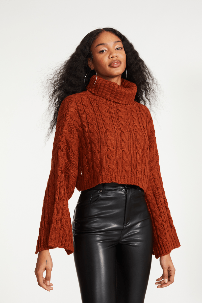 Sloane Cropped Turtleneck Sweater Mocha Bisque, Sweater by BB Dakota | LIT Boutique