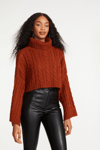Thumbnail for Sloane Cropped Turtleneck Sweater Mocha Bisque, Sweater by BB Dakota | LIT Boutique