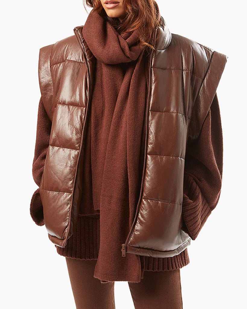 Snap Off Sleeve Matte Faux Leather Puffer Jacket Cacao, Jacket by We Wore What | LIT Boutique