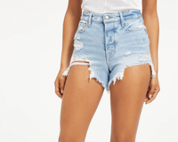 Thumbnail for Split Back Bombshell Shorts, Denim by Good American | LIT Boutique