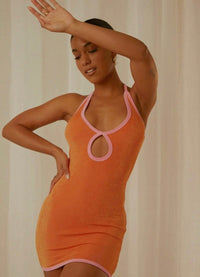 Thumbnail for Stardust Halter Mini Dress Orange, Dress by PepperMayo | LIT Boutique