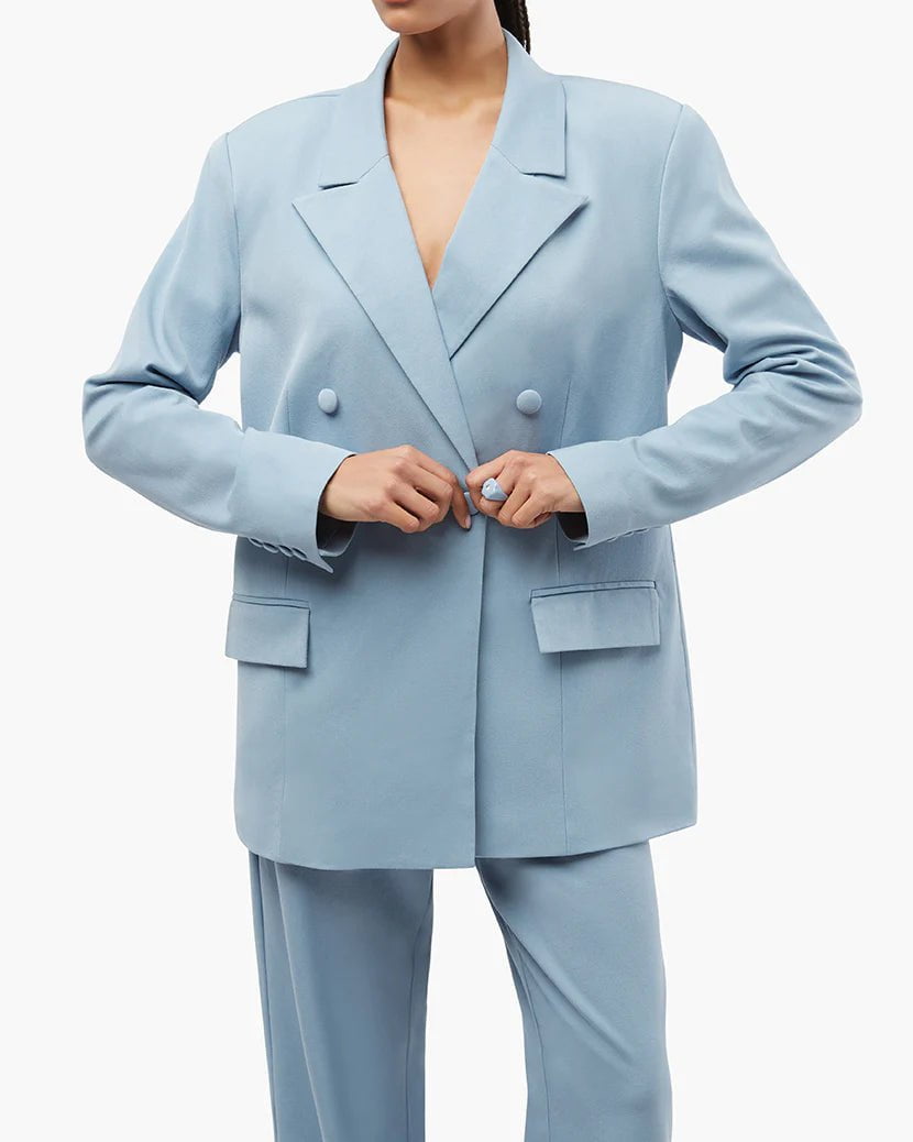 Stormy Blue Double Breasted Blazer | LIT Boutique