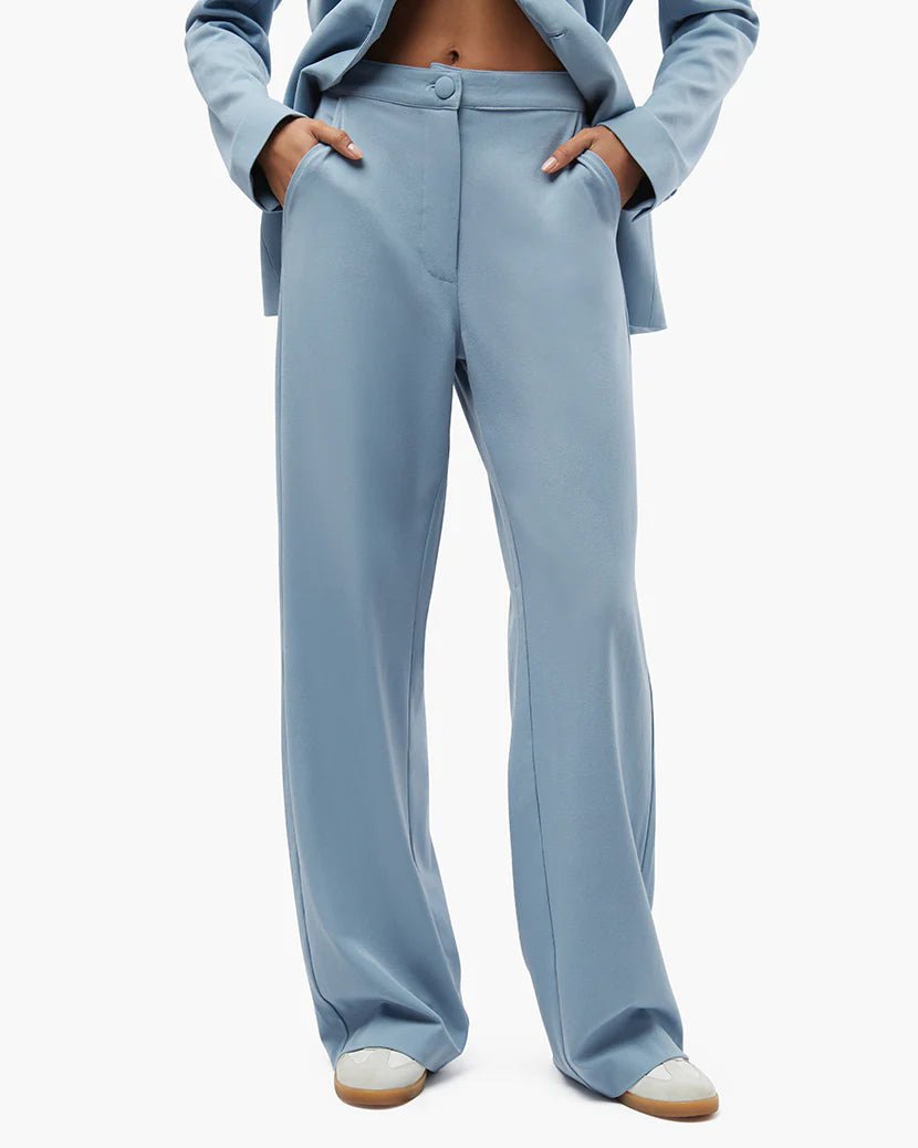Wide-leg Linen-blend Pants - Light blue - Ladies