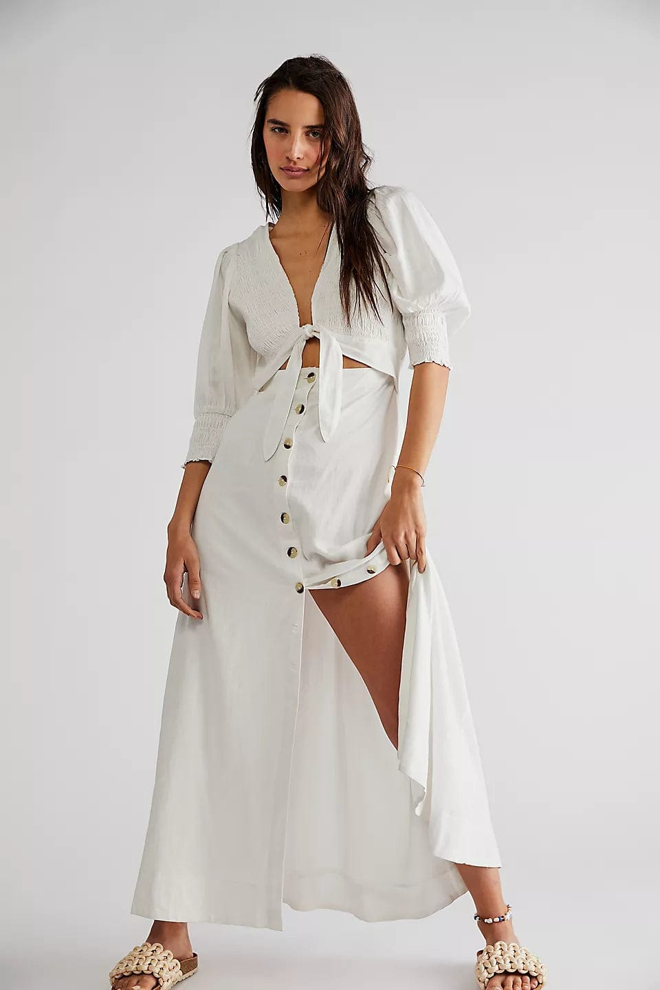 String of Hearts Maxi Dress Bright White, Dress by Free People | LIT Boutique