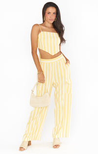 Thumbnail for Sunny Stripe Coast Cargo Pants Yellow Multi, Bottoms by Show Me Your Mumu | LIT Boutique