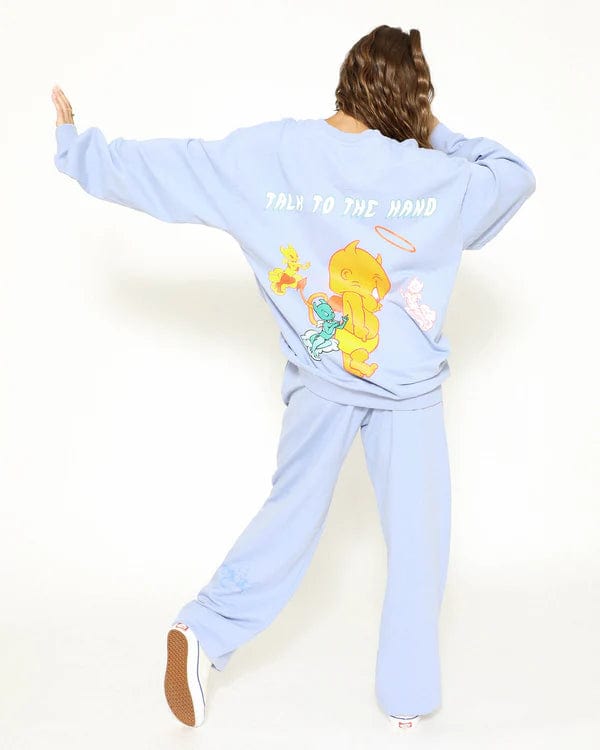 Talk to the Hand Crewneck Blue, Sweater by Boys Lie | LIT Boutique
