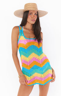 Thumbnail for Tara Sea Breeze Crochet Mini Dress Multi, Dress by Show Me Your Mumu | LIT Boutique
