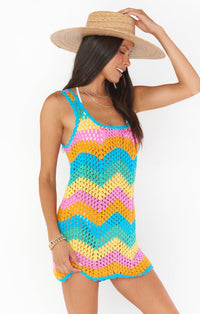 Thumbnail for Tara Sea Breeze Crochet Mini Dress Multi, Dress by Show Me Your Mumu | LIT Boutique