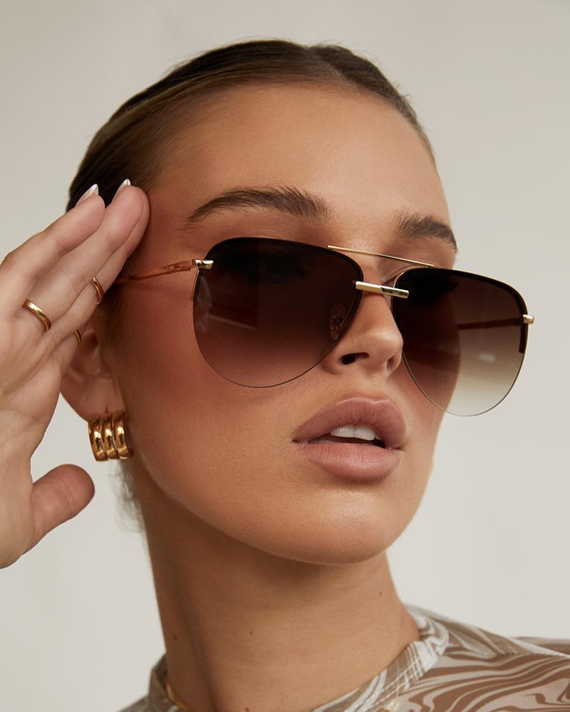 The Hosk Sunglasses Gold/Brown Fade, Sunglasses by BANBE Eyewear | LIT Boutique