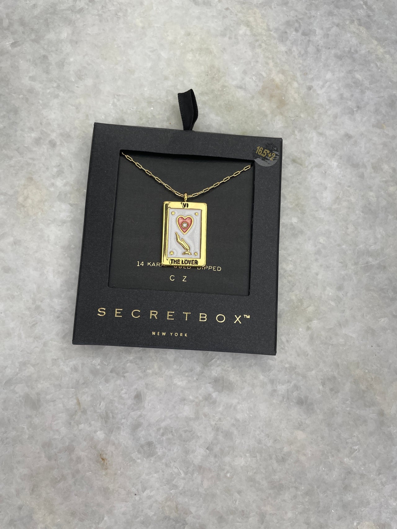 The Lover Tarot Card Necklace 14k Gold, Necklace by SecretBox | LIT Boutique