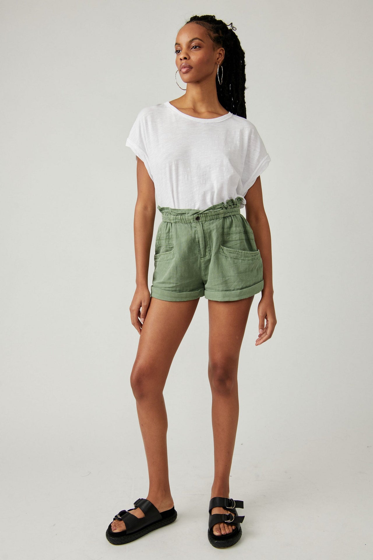 Topanga Cuff Short Oil Green, Bottom by Free People | LIT Boutique