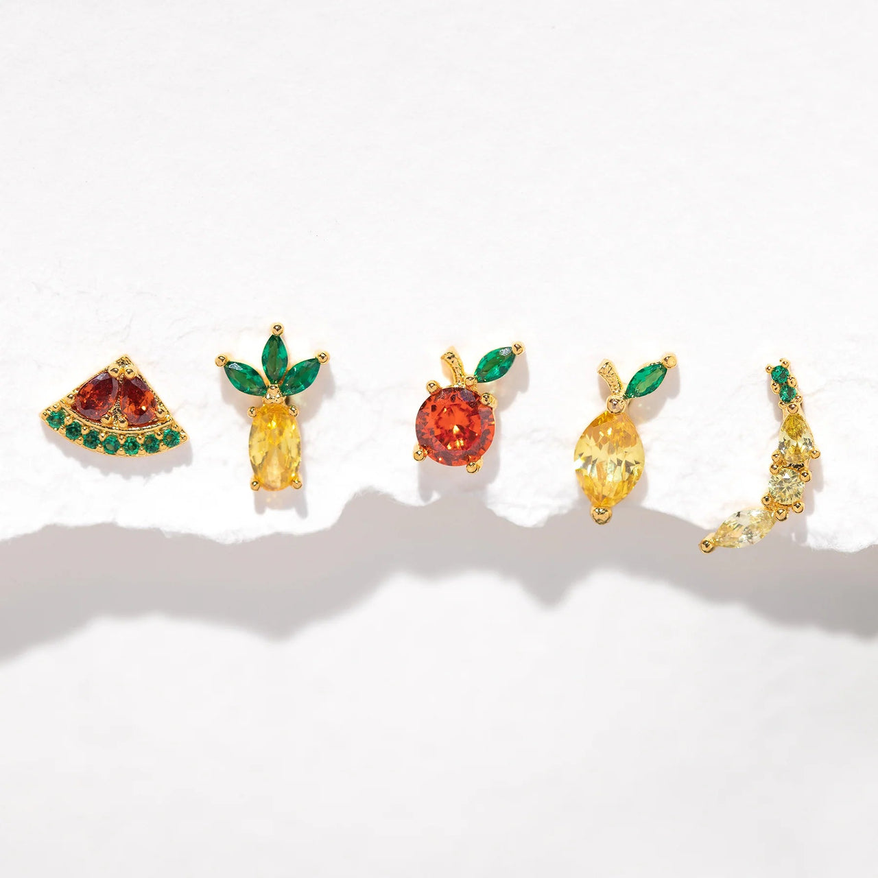 Tropical Fruit Basket Stud Set Gold, Earrings by GirlsCrew | LIT Boutique