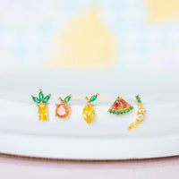 Thumbnail for Tropical Fruit Basket Stud Set Gold, Earrings by GirlsCrew | LIT Boutique