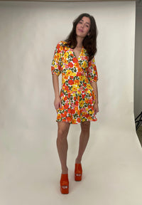 Thumbnail for Tropicalia Dita Mini Wrap Dress Orange Multi, Dress by Sugar Lips | LIT Boutique