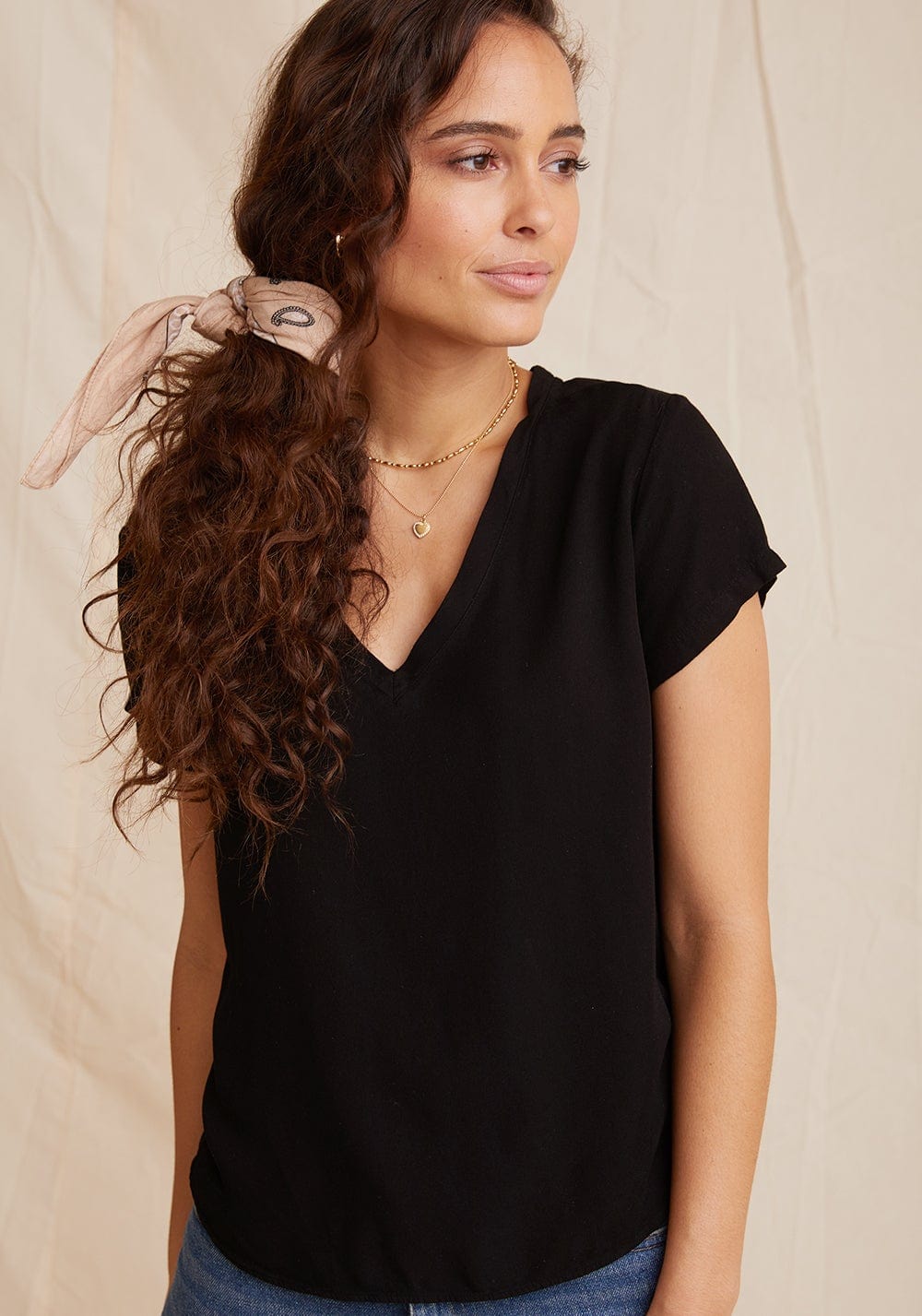 V-Neck Tee Shirt Vintage Black, Tops Blouses by Bella Dahl | LIT Boutique