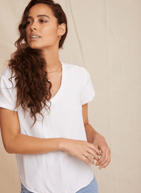 Thumbnail for V-Neck Tee Shirt White, Tops Blouses by Bella Dahl | LIT Boutique