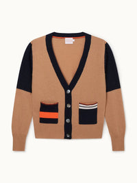 Thumbnail for Varsity Stripe Colorblock Cardigan Camel, Sweater by Brodie Cashmere | LIT Boutique