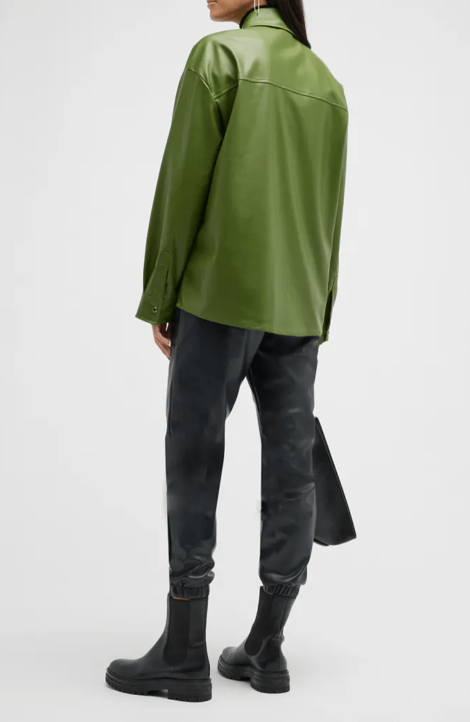 Vegan Leather Overshirt Basil, Tops Blouses by We Wore What | LIT Boutique