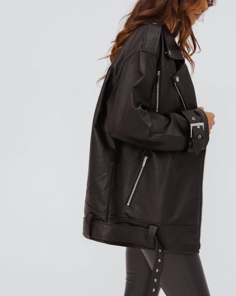 Good American Oversized Leather Puffer Vest