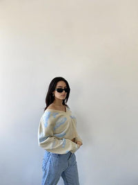Thumbnail for Watson Cloud V Neck Sweater Ivory, Sweater by ReFine | LIT Boutique