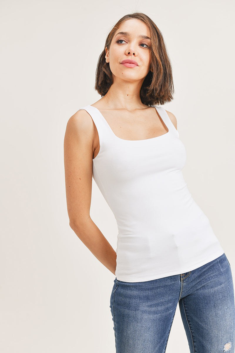 White Square Neck Crop Tank, Tank Tee by Wasabi + Mint | LIT Boutique