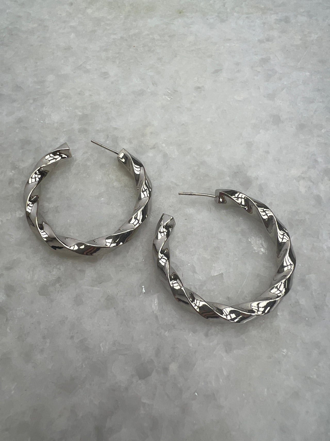Willa Twisted Hoop 24k White Gold, Earring by SecretBox | LIT Boutique