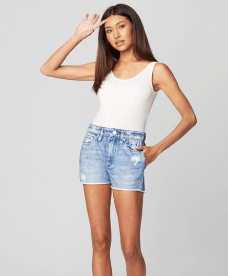 Yes Please High Rise Cut Off Denim Short LIT Boutique