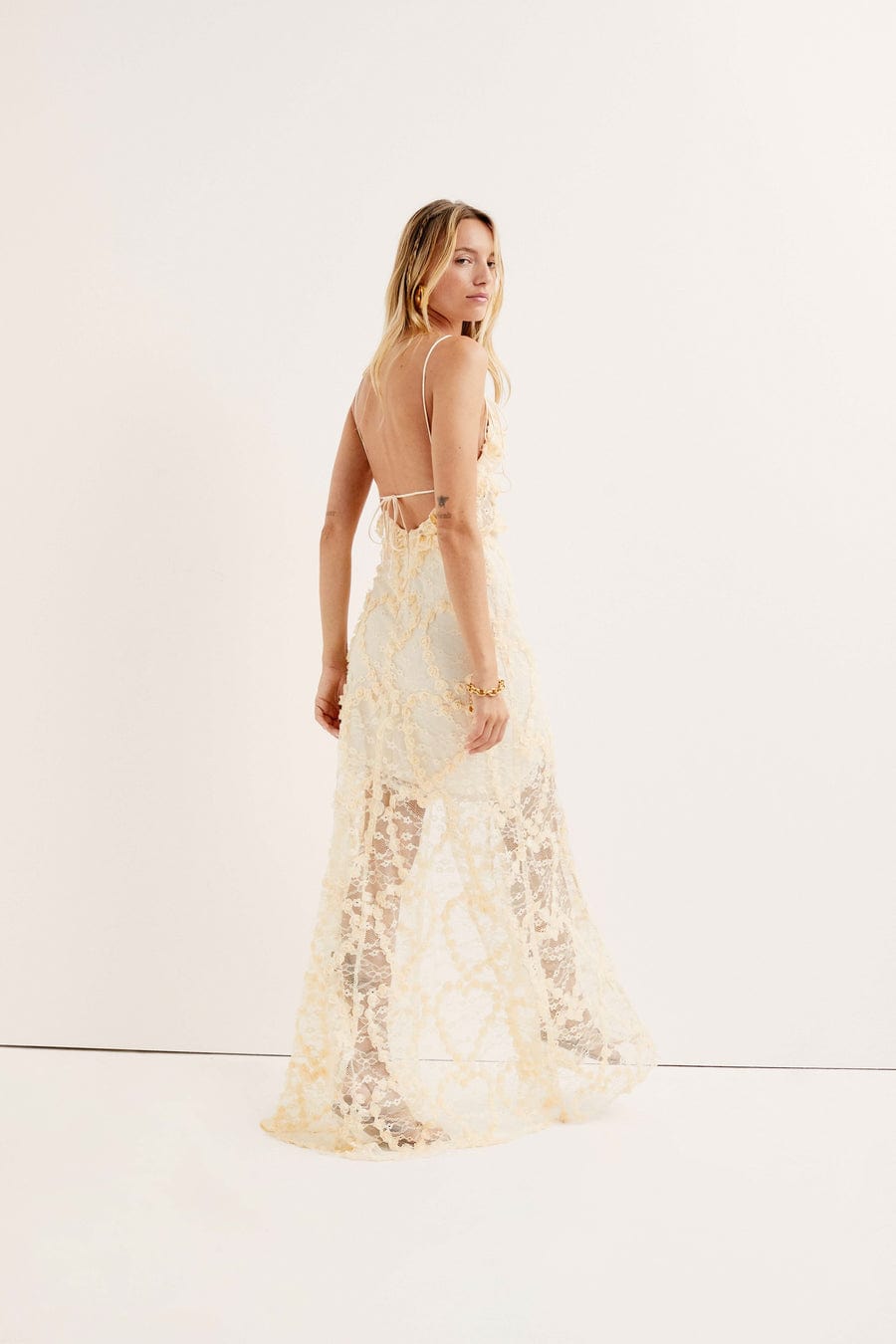 Ysabelle Lace Maxi Dress Ivory/White, Dress by For Love & Lemons | LIT Boutique