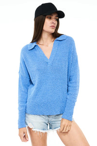 Thumbnail for Zoe Azure Blue Relaxed Polo Sweater, Sweater by Pistola | LIT Boutique