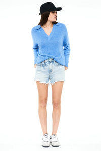 Thumbnail for Zoe Azure Blue Relaxed Polo Sweater, Sweater by Pistola | LIT Boutique