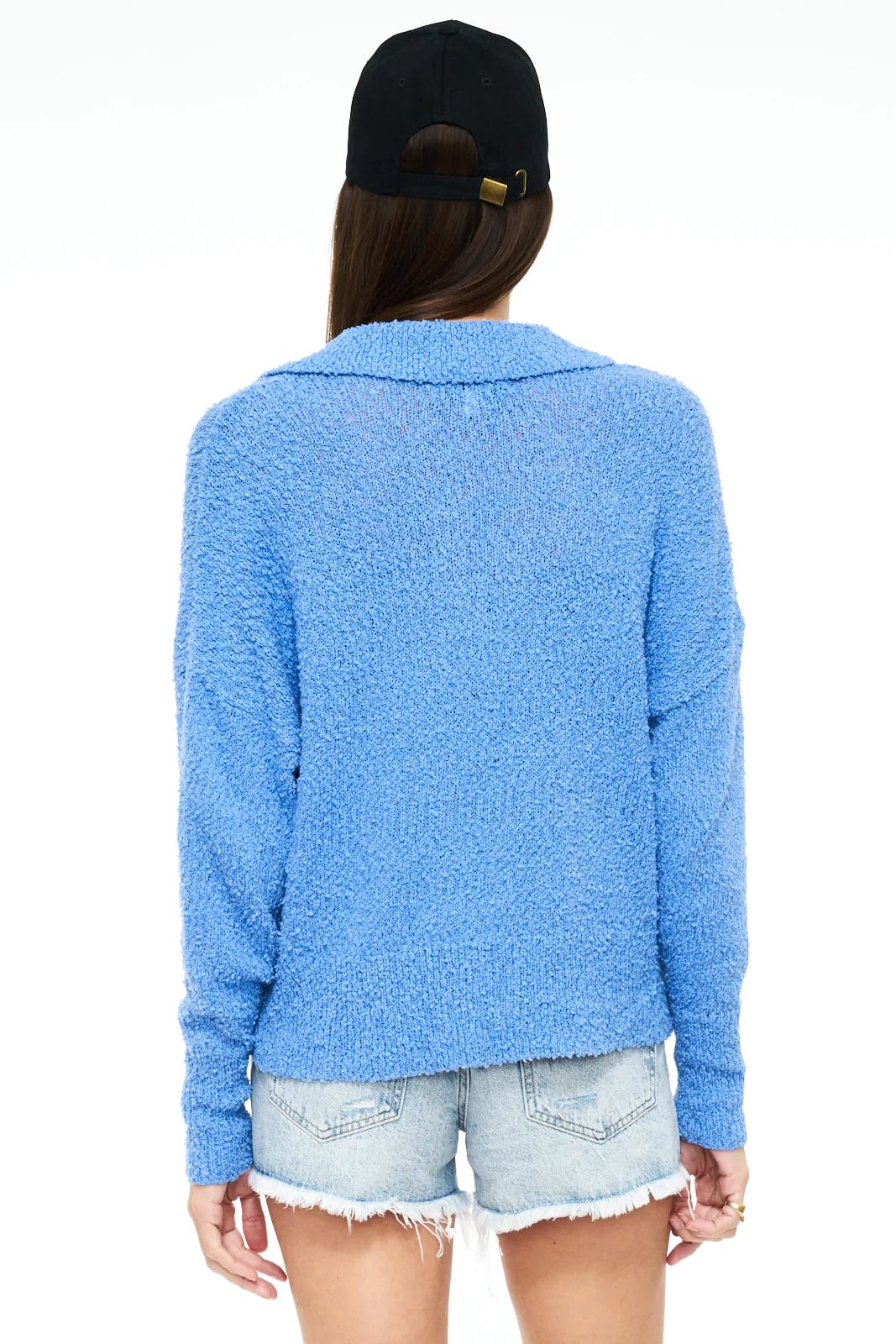 Zoe Azure Blue Relaxed Polo Sweater, Sweater by Pistola | LIT Boutique